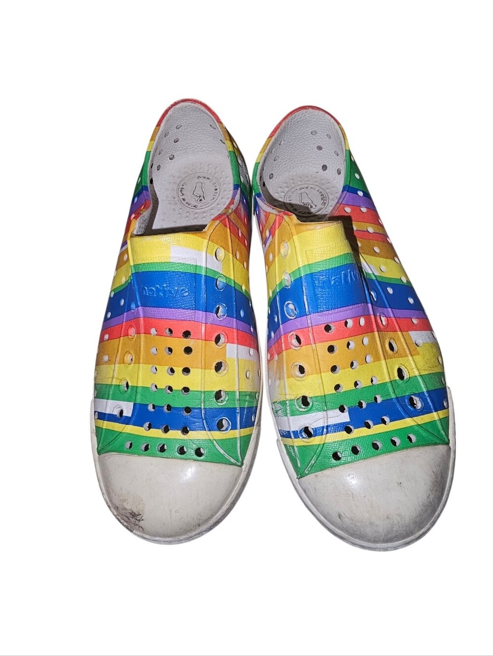 Native Kids Slip-On Water Shoes in Rainbow Stripe
